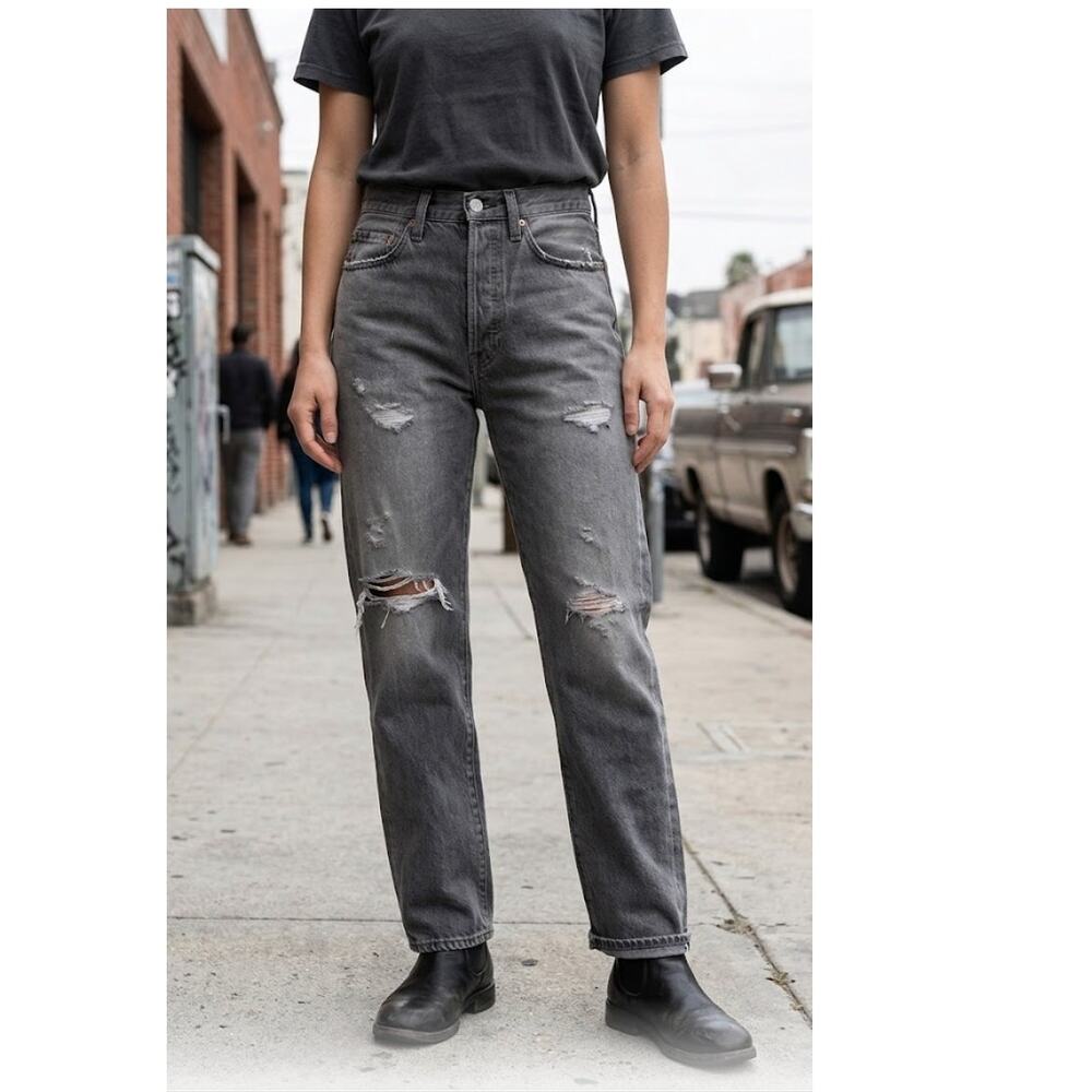 NWT ISKO Made in Japan 30" High Rise Distressed Japanese Denim Jeans Sample